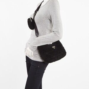 Prada Black Quilted Shearling 2005 Re-Edition Shoulder Bag